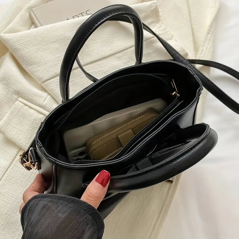 Women’s Double Handle Purse with Golden-Tone
