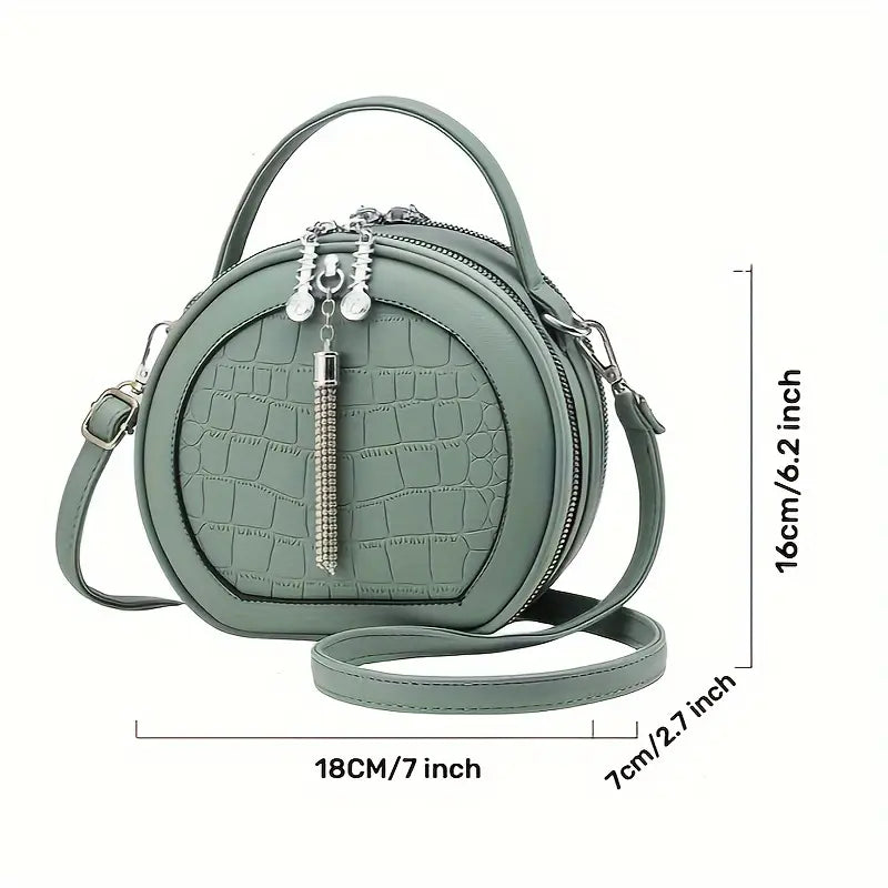 Round Crocodile Pattern Handbag,
