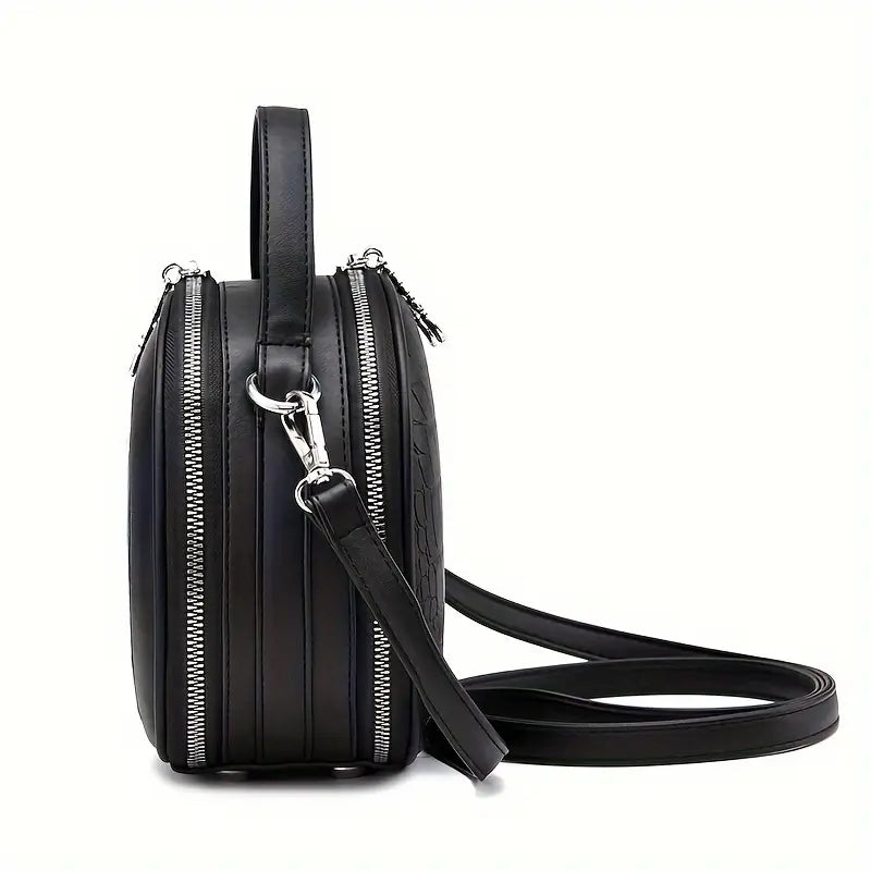 Round Crocodile Pattern Handbag,