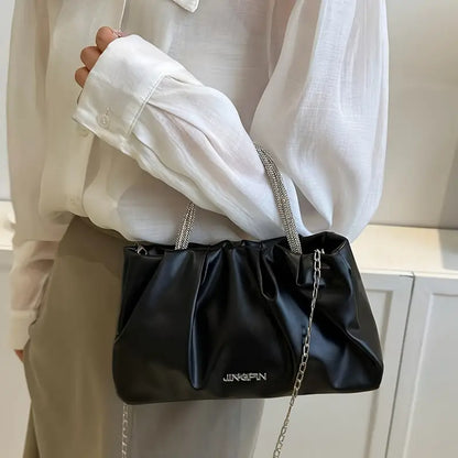 Pleated Handbag, Stylish Ring Strap Bag