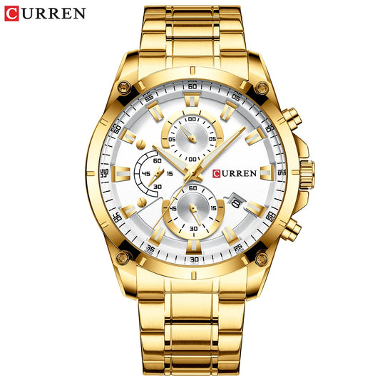 ساعة ذهبية بلاتينية جميلة للرجال (Premium Quality Men's Watch)