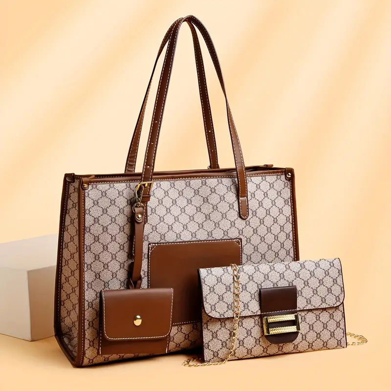 Stylish Large Tote Bag, Handbag, Wallet Set