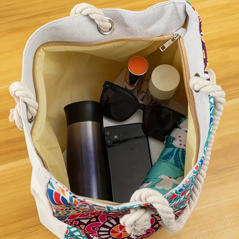 Stylish blue Mandala Print Tote Bag