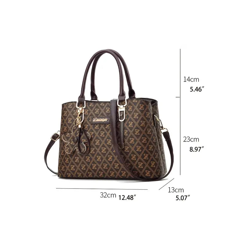Patterned Tote Bag with Pendant