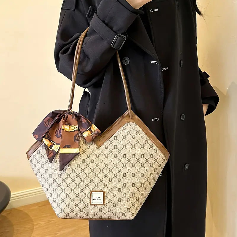 Women'S Vintage-Inspired  Bag with Scarf