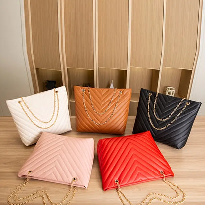 Stylish White Quilted V- Shoulder Bag