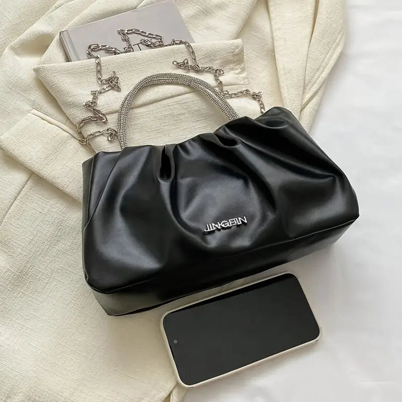 Pleated Handbag, Stylish Ring Strap Bag