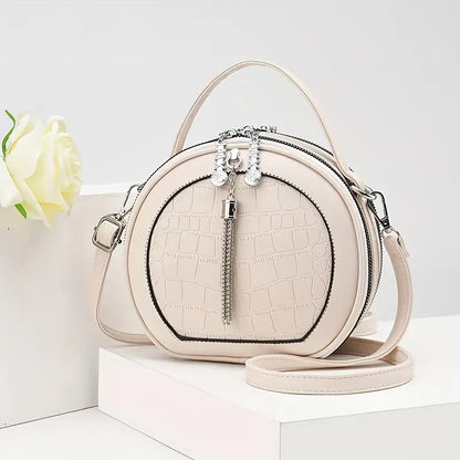 Round Crocodile Pattern Handbag,