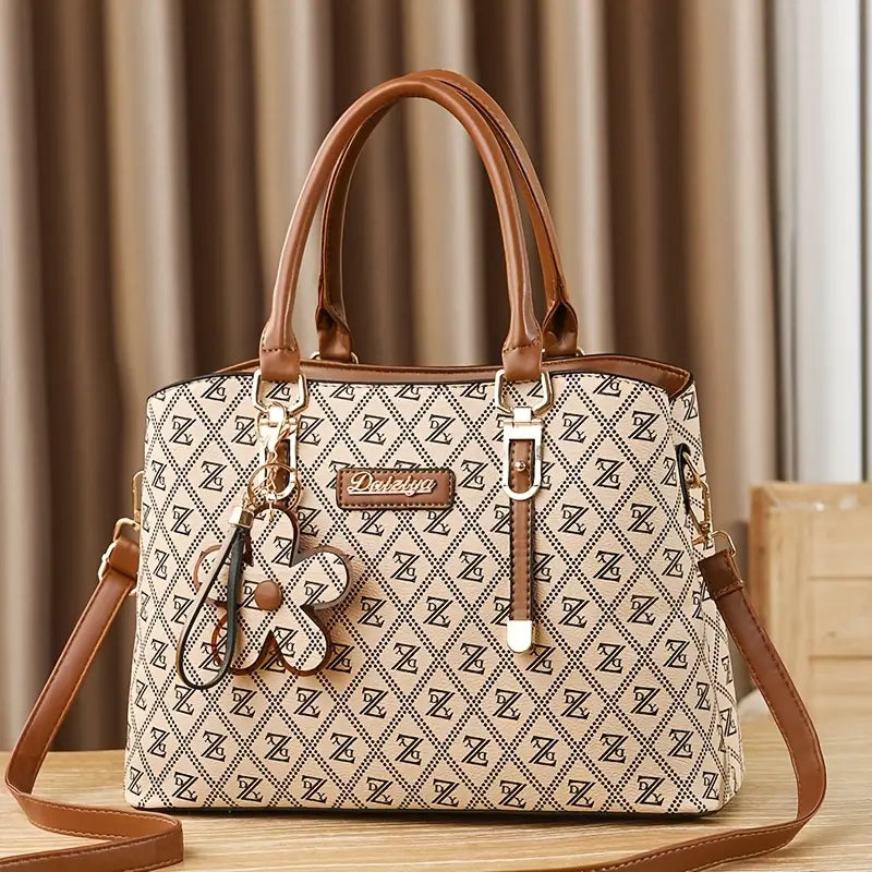Patterned Tote Bag with Pendant