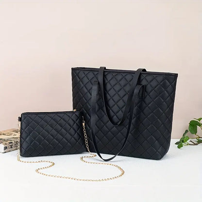 Chic Black Diamond Quilted Tote