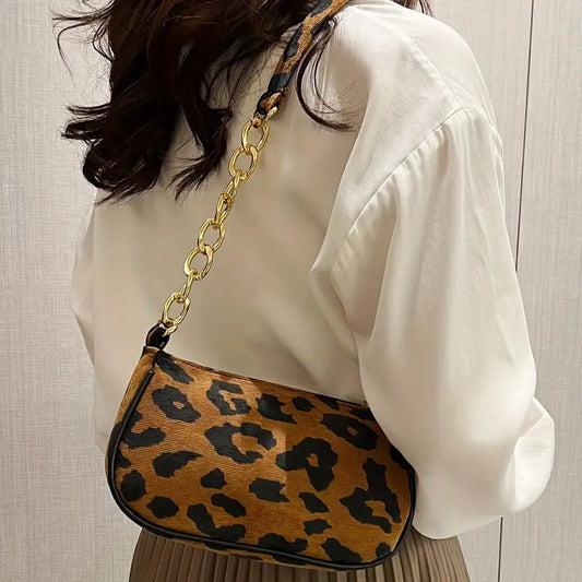 Houndstooth & Leopard Print Crossbody Bag