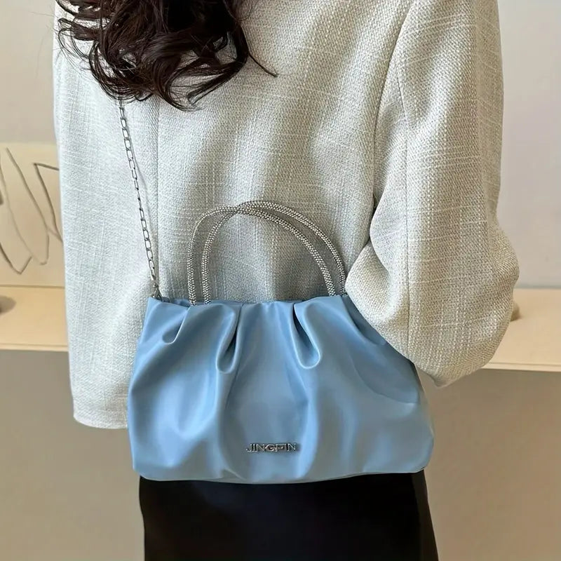 Pleated Handbag, Stylish Ring Strap Bag