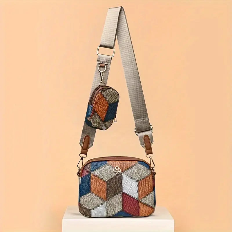 Rhombus Pattern Crossbody Bag
