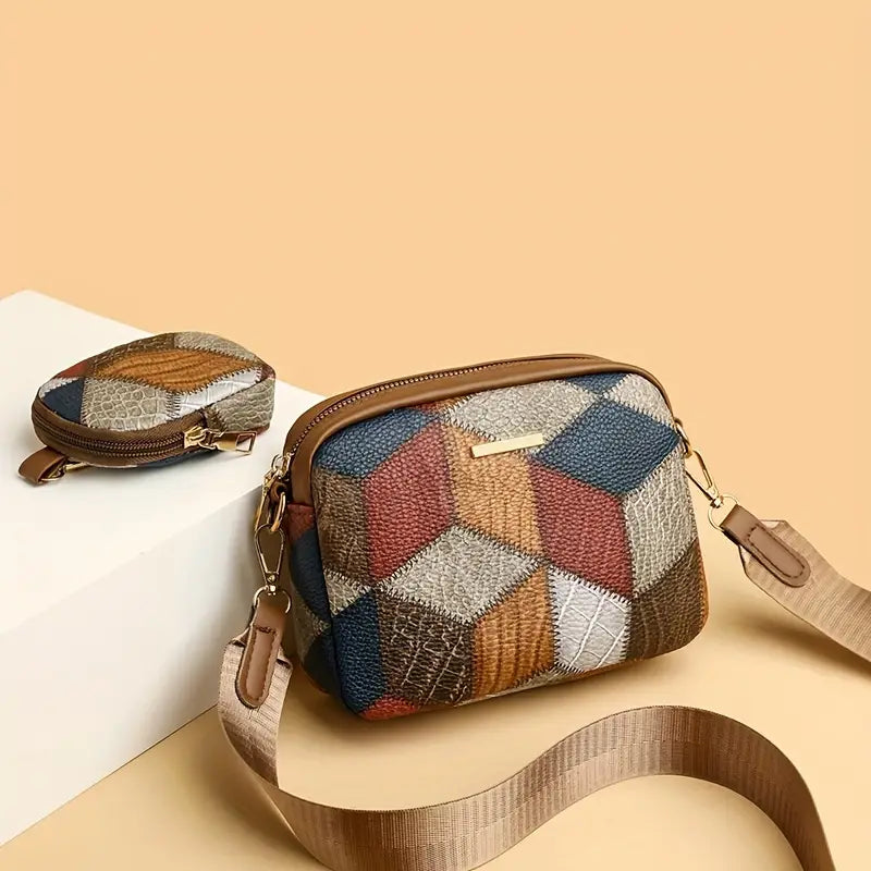Rhombus Pattern Crossbody Bag