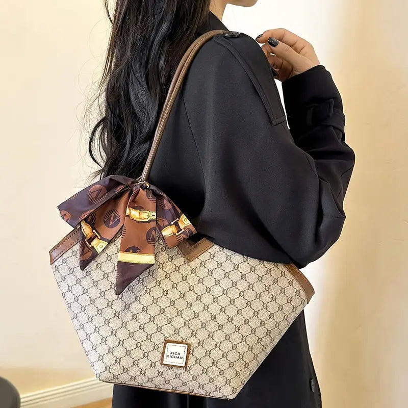 Women'S Vintage-Inspired  Bag with Scarf