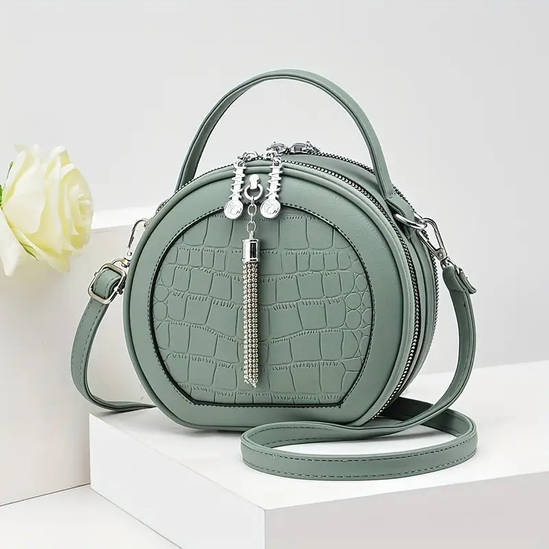 Round Crocodile Pattern Handbag,