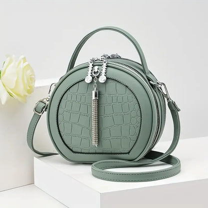 Round Crocodile Pattern Handbag,