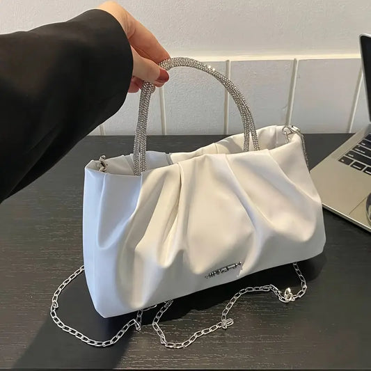 Pleated Handbag, Stylish Ring Strap Bag