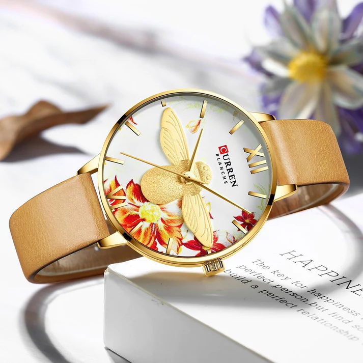 CURREN Original Brand Leather Straps Wrist Watch For Women With Brand (Box & Bag)-9061