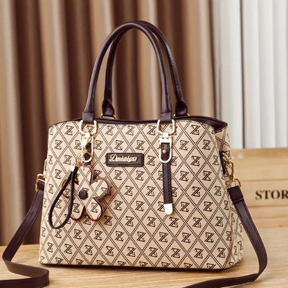 Patterned Tote Bag with Pendant