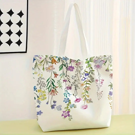 Flower pattern printed casual tote bag
