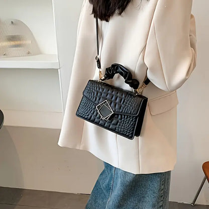 Women's Crocodile Pattern Bag Pleated Handle