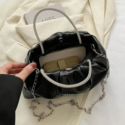 Pleated Handbag, Stylish Ring Strap Bag