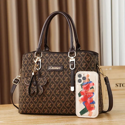 Patterned Tote Bag with Pendant