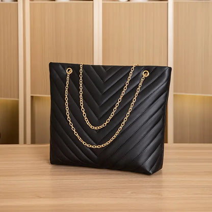Stylish White Quilted V- Shoulder Bag