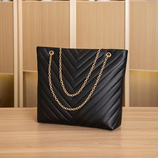 Stylish White Quilted V- Shoulder Bag