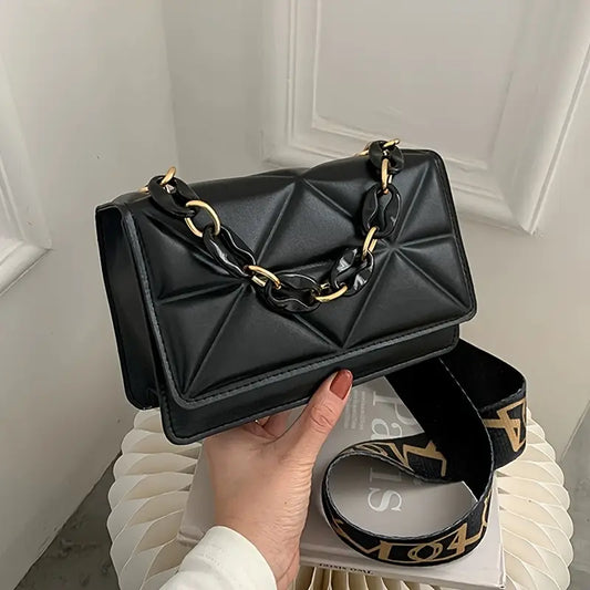 Fashionable Wide Strap Shoulder Bag,