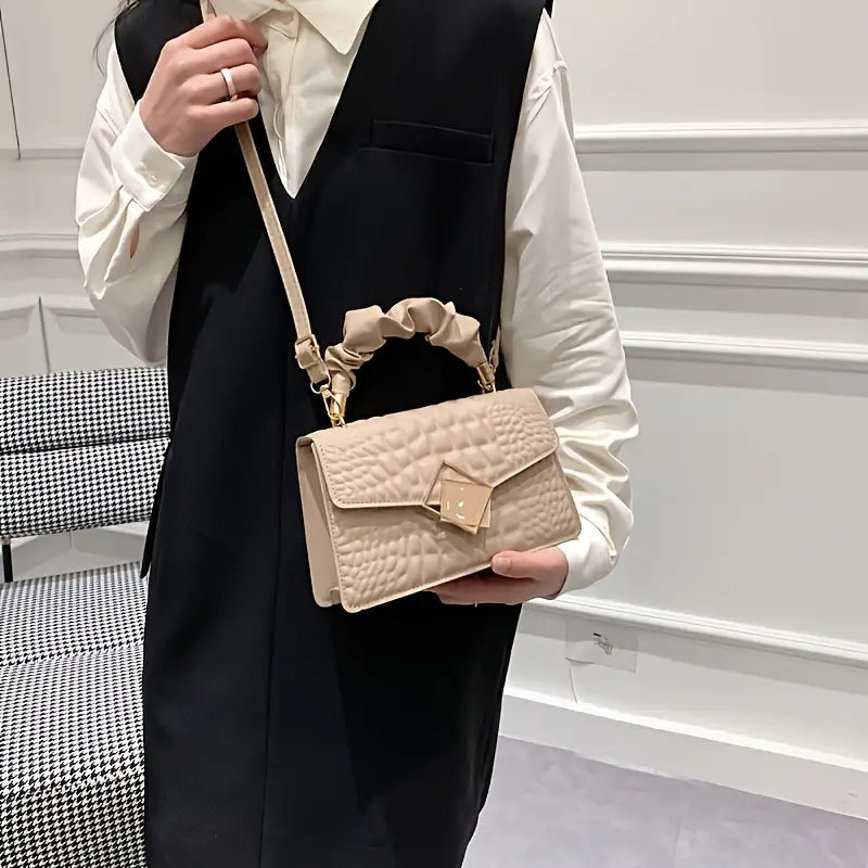 Women's Crocodile Pattern Bag Pleated Handle
