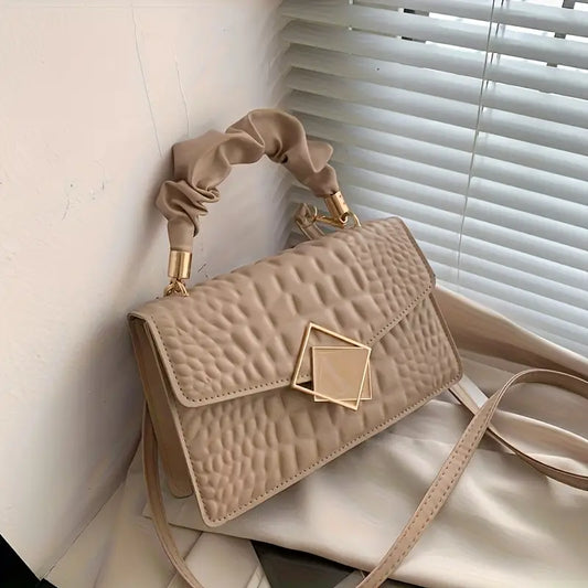 Women's Crocodile Pattern Bag Pleated Handle