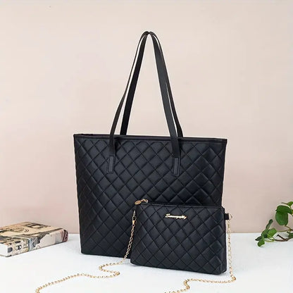 Chic Black Diamond Quilted Tote