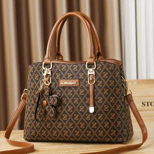 Patterned Tote Bag with Pendant