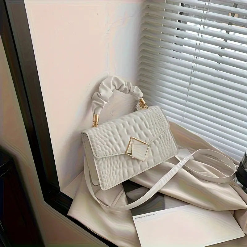 Women's Crocodile Pattern Bag Pleated Handle