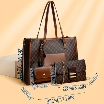 Stylish Large Tote Bag, Handbag, Wallet Set