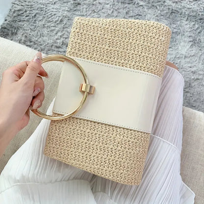 Tassel Decor Straw Evening Bag,