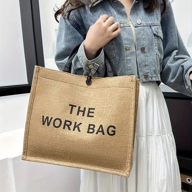 Large Capacity Burlap Tote Bag