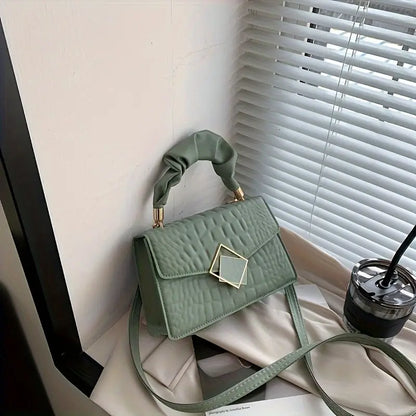 Women's Crocodile Pattern Bag Pleated Handle