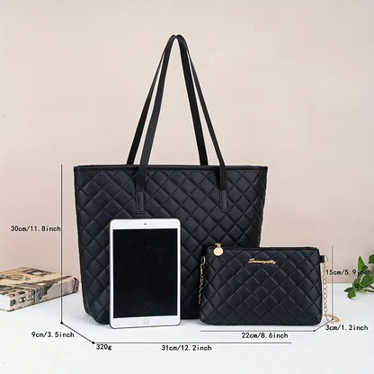 Chic Black Diamond Quilted Tote