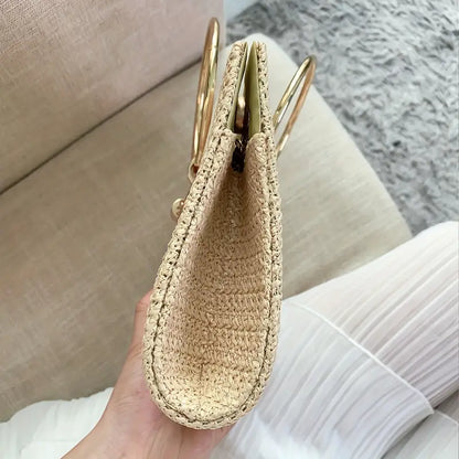 Tassel Decor Straw Evening Bag,