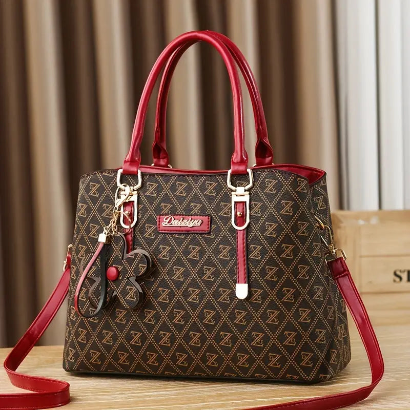 Patterned Tote Bag with Pendant