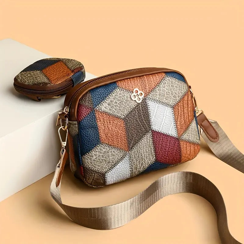 Rhombus Pattern Crossbody Bag